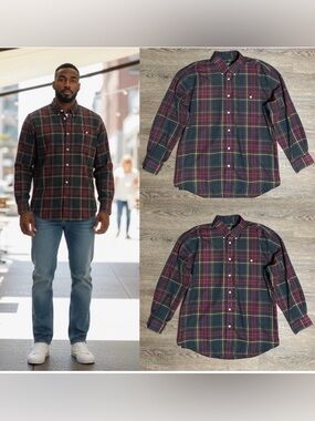 Men’s Orvis Plaid Button Front Shirt Wrinkle Free Cotton Size XL X-Large EUC